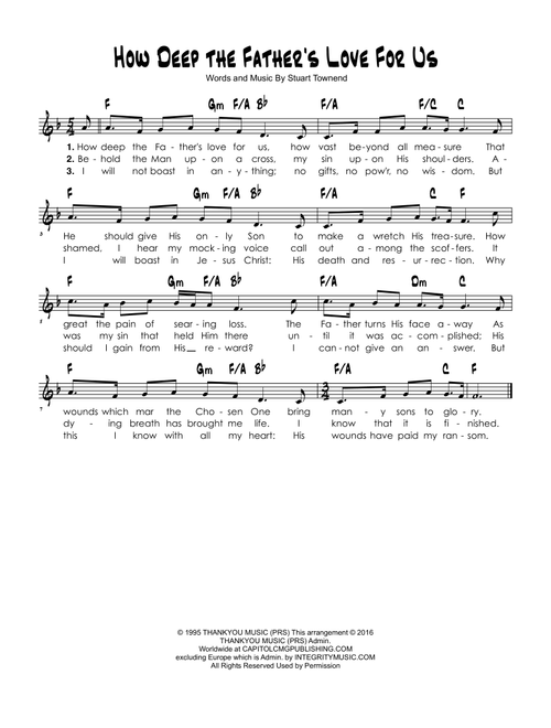How Deep The Father's Love For Us (Arr. Brian Kim) - Nichole Nordeman (Lead Sheet - Fake Book)
