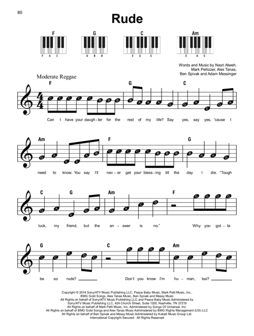 Rude - MAGIC! (Super Easy Piano)