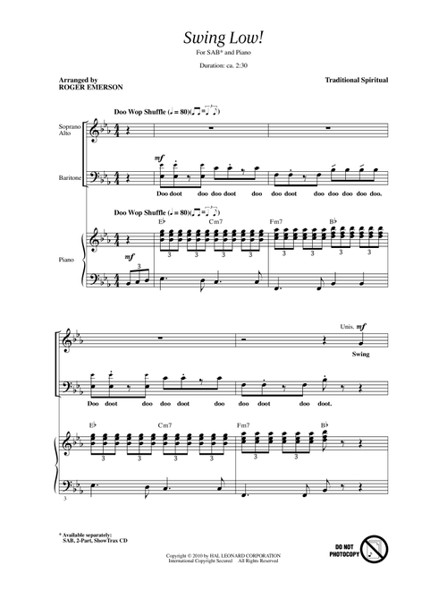 Swing Low, Sweet Chariot (Arr. Roger Emerson) (Choral, SAB)