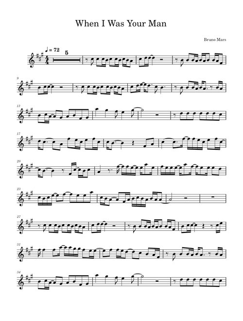 When i was your man – Bruno Mars – Alto Sax