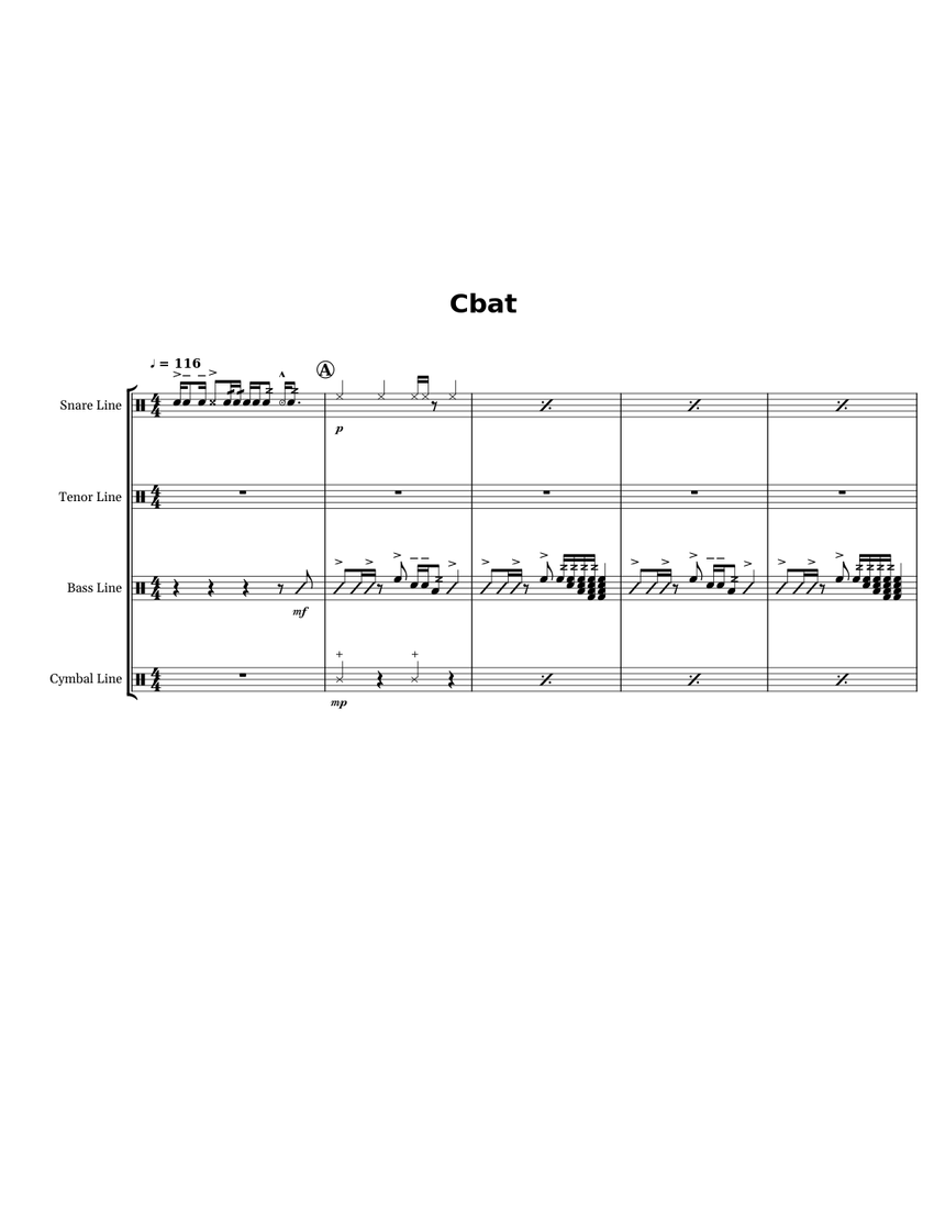 Vhg Fhvg Cbat Sheet music for Snare drum, Crash, Tenor drum, Bass