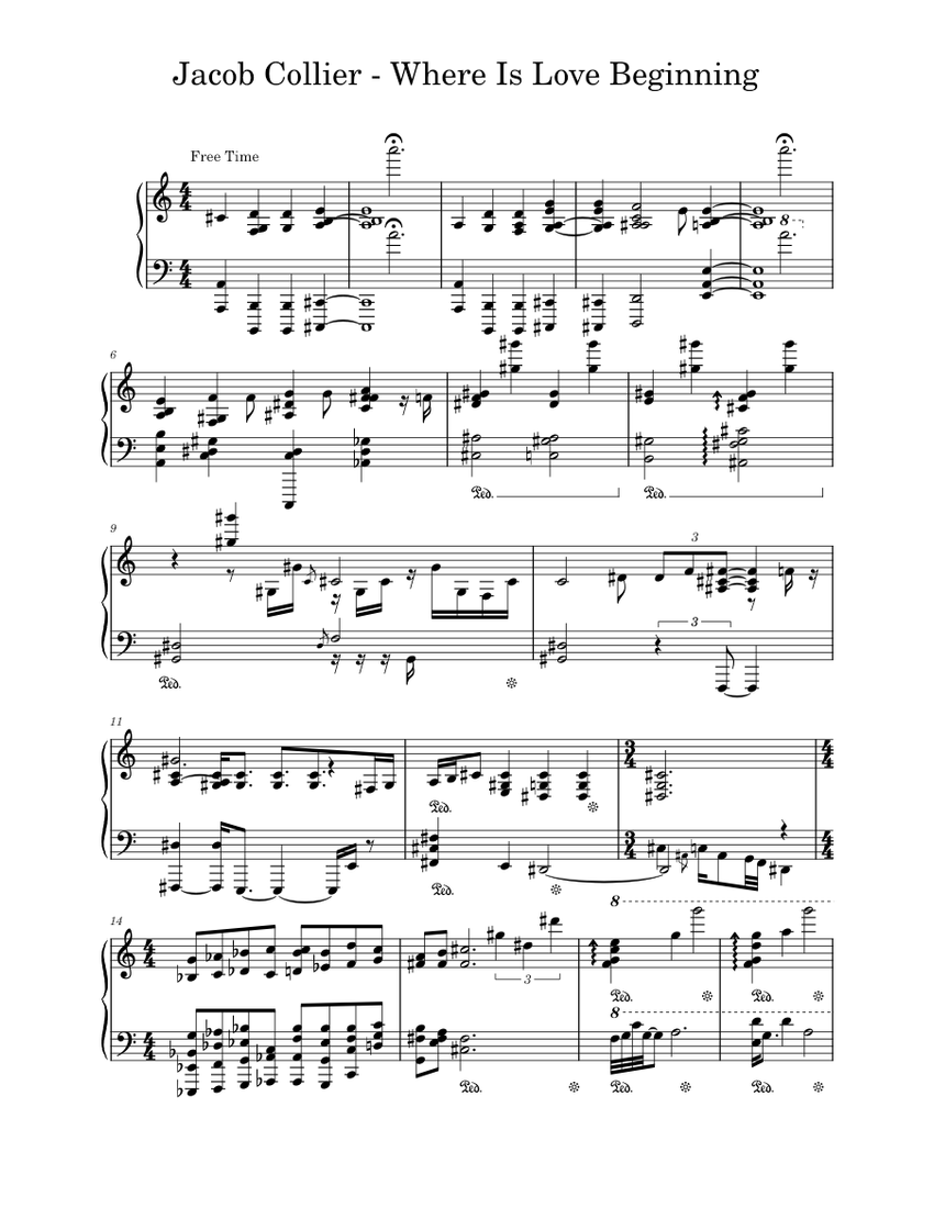 Beginning to Where Is Love? – Jacob Collier Sheet Music for