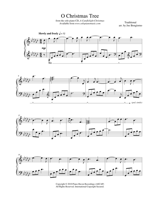O Christmas Tree , Tannenbaum - traditional Christmas by Joe Bongiorno (Piano Solo)