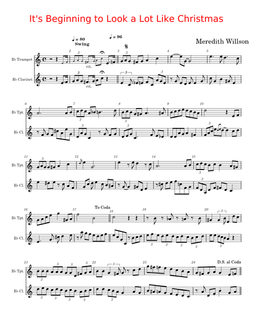 It's Beginning to Look a Lot Like Christmas Trumpet-clar.duet