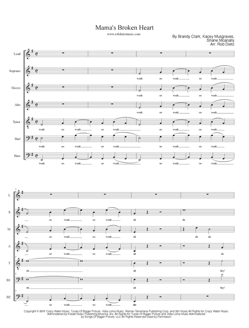 Mama's Broken Heart (Arr. Rob Dietz) - Miranda Lambert (Choral, SATB divisi)