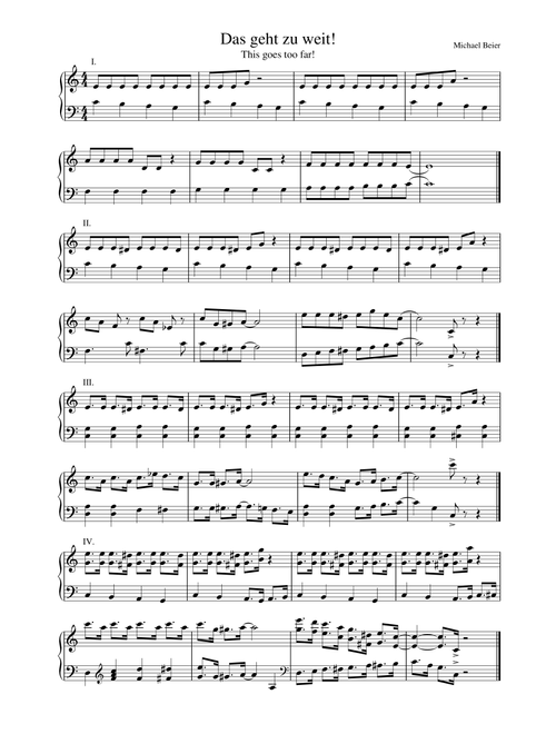 Das geht zu weit - This Goes Too Far - Michael Beier (Easy Piano)