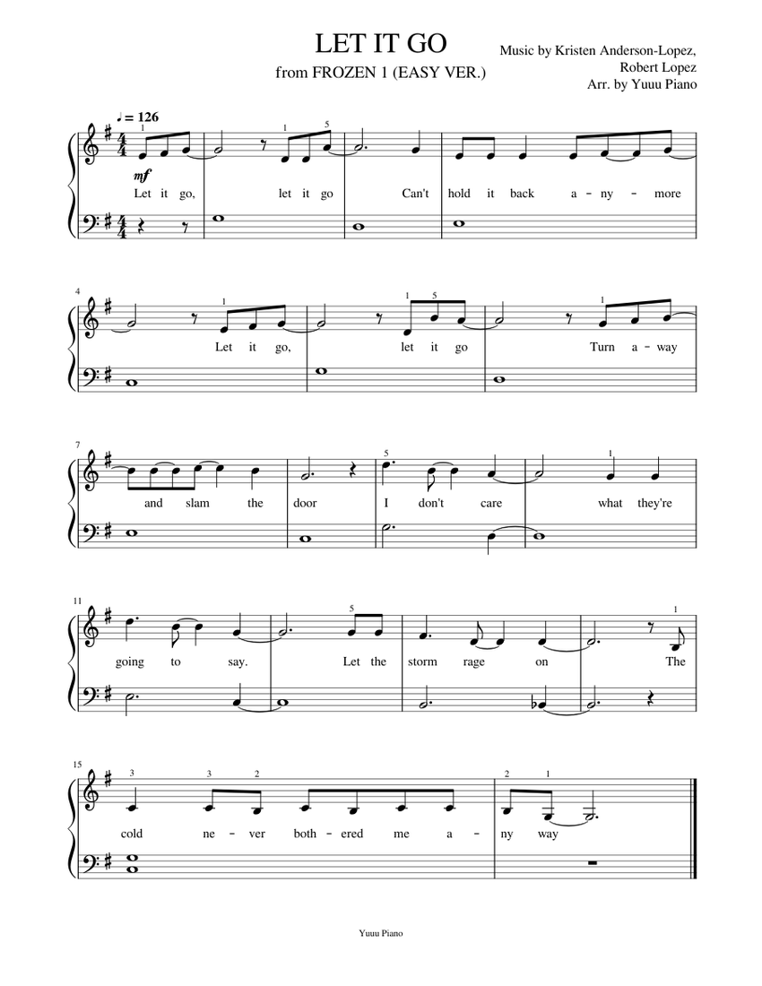 Let it go Easy Ver. Sheet music for Piano Solo Musescore