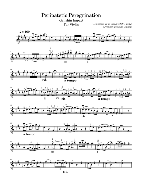 Peripatetic Peregrination – Yijun Jiang, HOYO-MiX, Violin Solo
