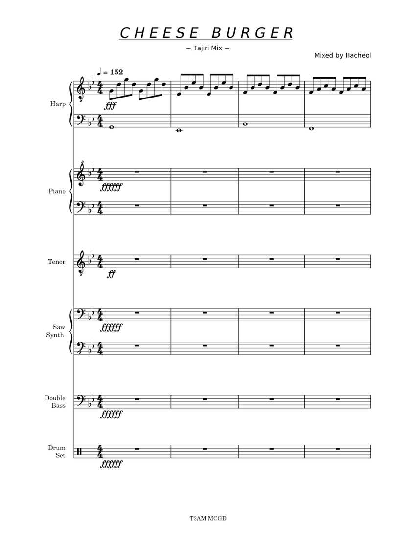 Cheese Burger ~Tajiri Mix~ Sheet music for Piano, Tenor, Contrabass ...