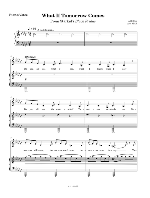 What If Tomorrow Comes (Piano/Voice)
