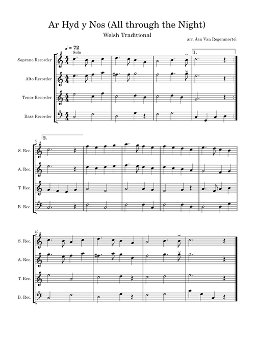 All Through The Night – Welsh Carol Ar Hyd Y Nos  Traditional Welsh All Through The Night