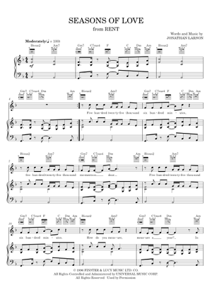 邦楽 Seasons of Love? Seasons of Love – Jonathan Larson Sheet Music for Soprano, Alto