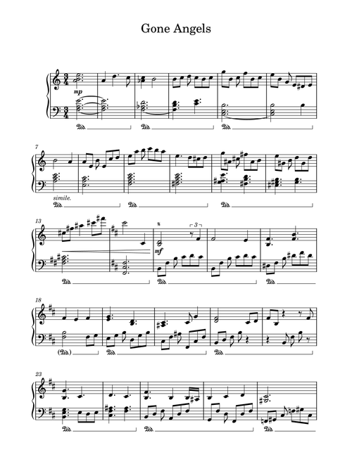 Gone Angels (Arr. Mili) (Piano Solo)