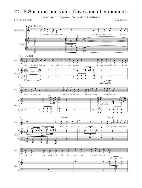Mozart - Le nozze di Figaro - Atto 3 - 42 - E Susanna non vien...Dove sono i bei momenti - Rec. y Aria Contessa
