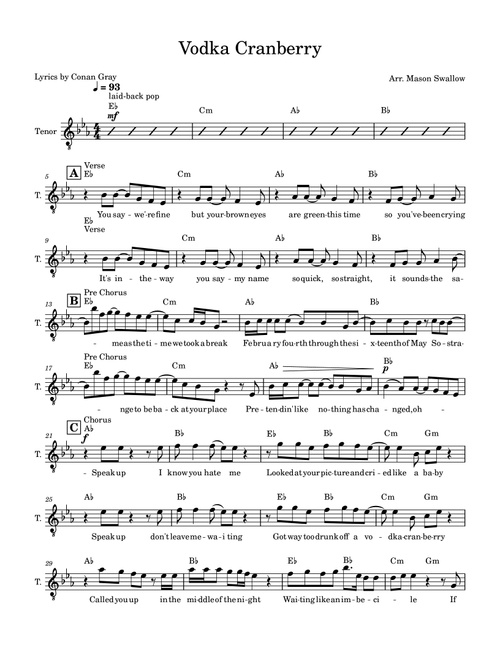 Vodka Cranberry (Arr. Mason Swallow) - Conan Gray (Piano Vocal)