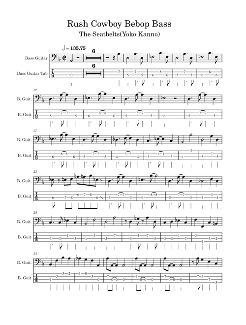 Rush – Yoko Kanno and The Seatbelts Bass Part