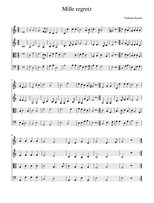 Tielman Susato - Mille regretz