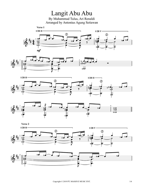 Langit Abu-abu (Arr. Antonius Agung Setiawan) - Tulus (Solo Guitar)