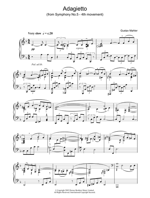 Adagietto (from Symphony No. 5, 4th Movement) - Gustav Mahler (Piano Solo)