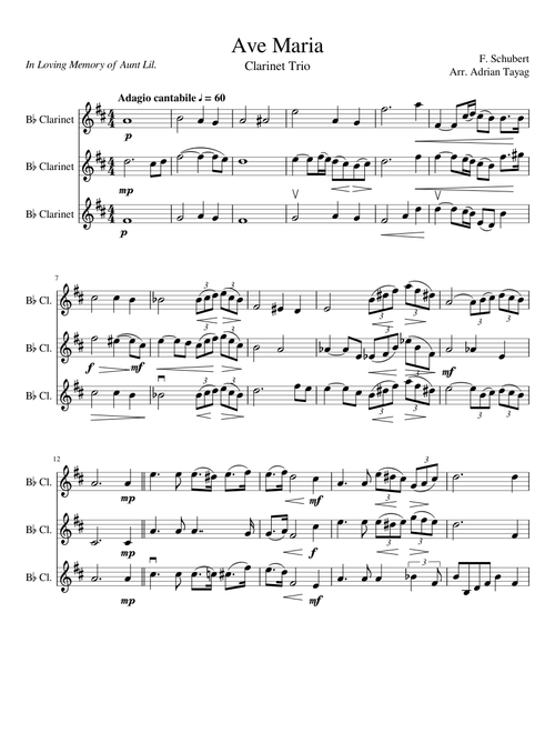 Ave Maria - Schubert -Clarinet Trio