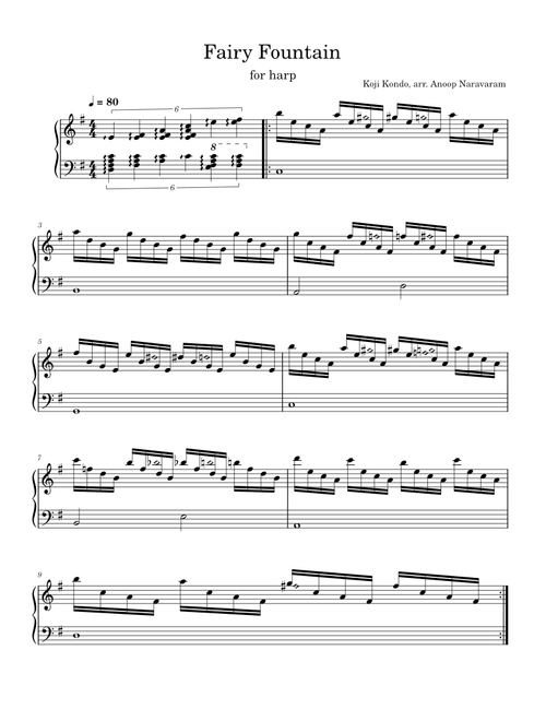 Great Fairy Fountain – Koji Kondo – for lever harp