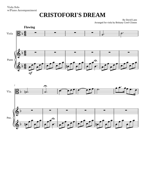 Cristofori's Dream for viola solo with piano accompaniment