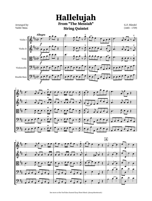 Hallelujah Chorus from Messiah - String Quintet (Arr. Valdir Maia) - George Frideric Handel (String Ensemble)