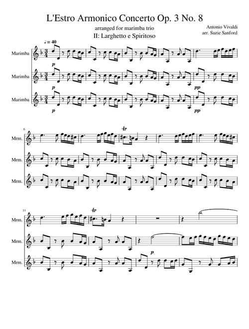L'Estro Armonico Concerto Op. 3 No. 8 (movement two)