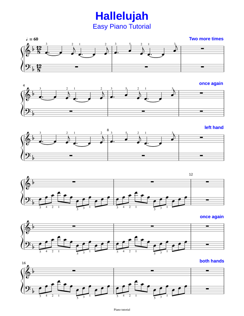 Hallelujah piano simple deals