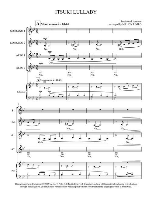 Itsuki Lullaby (Arr. Joy T. Nilo) - Traditional Japanese (Choral, SSA)