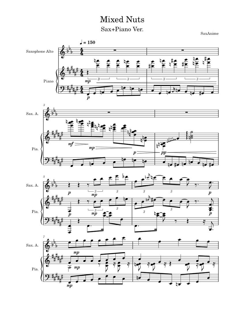 Mixed Nuts Sax/Piano - Spy X Family OP1 Sheet Music for Piano