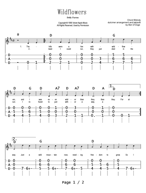 Wildflowers (Arr. Ben D'Ooge) - Dolly Parton (Instrumental Duet)