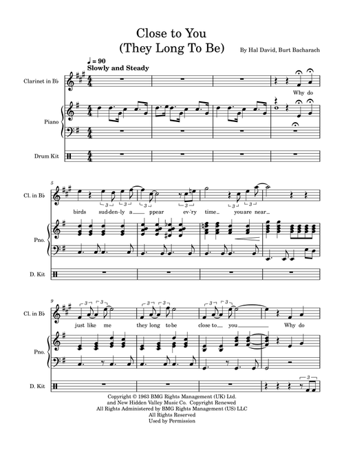 (They Long To Be) Close To You (Arr. George Lin) - The Carpenters (Clarinet and Piano)