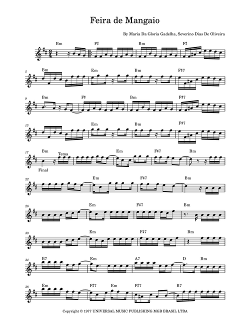 Feira De Mangaio (Arr. Samuel Alcântara) - Severino Dias De Oliveira, Maria Da Gloria Gadelha (Tenor Sax Solo)