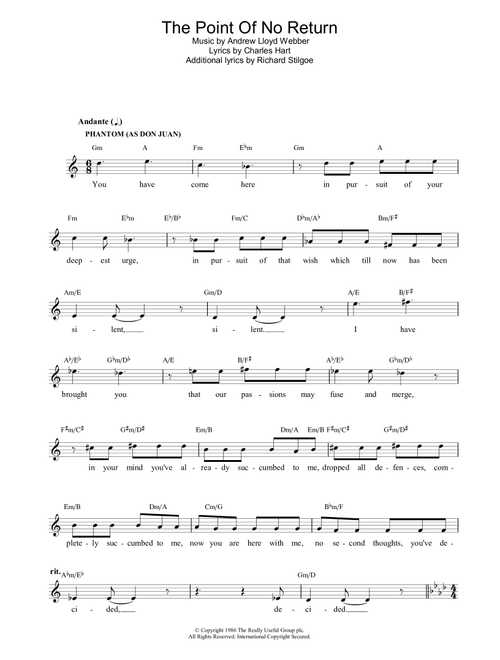 The Point Of No Return (from The Phantom Of The Opera) - Andrew Lloyd Webber, The Phantom Of The Opera (Musical) (Lead Sheet - Fake Book)