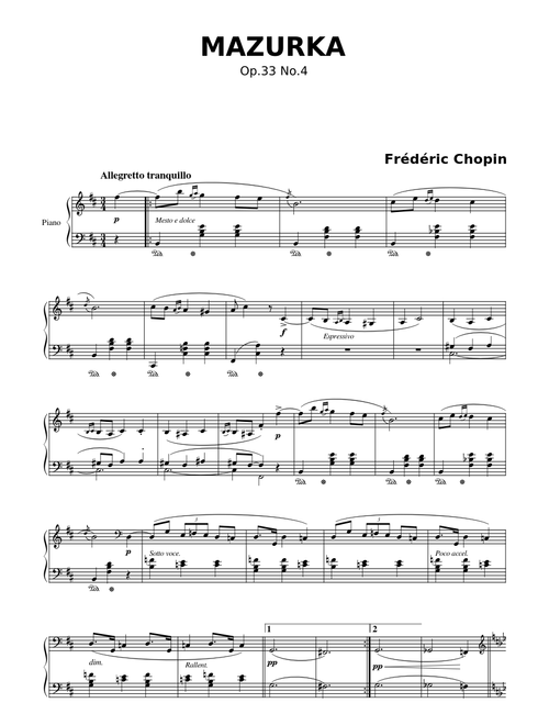 MAZURKA en Si mineur – Frédéric Chopin
