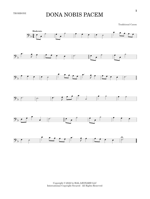 Dona Nobis Pacem - Traditional Canon (Trombone Solo)