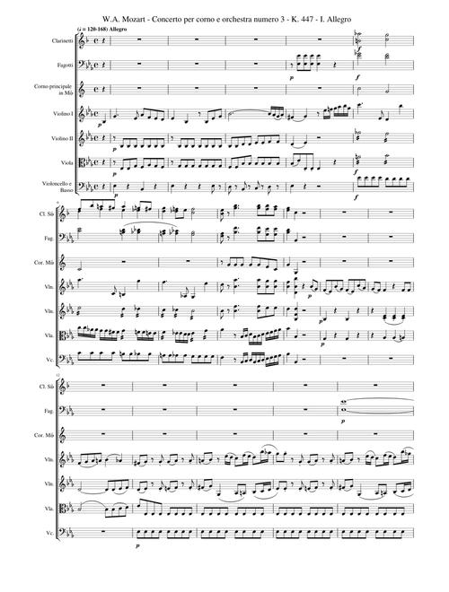 W. A. Mozart - Concerto n. 3 for horn in E b major K 447 - Orchestral Score - I. Allegro