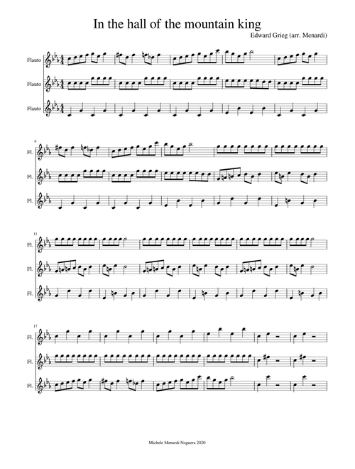 In the hall of the mountain king - easy flute trio (Edward Grieg)