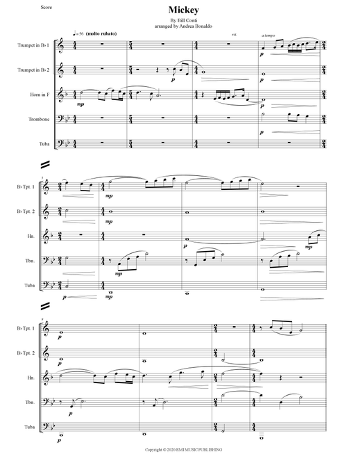Mickey (Arr. Andrea Bonaldo) - Bill Conti (Brass Ensemble)