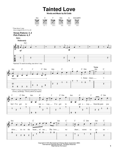 Tainted Love - Soft Cell (Easy Guitar with TAB)