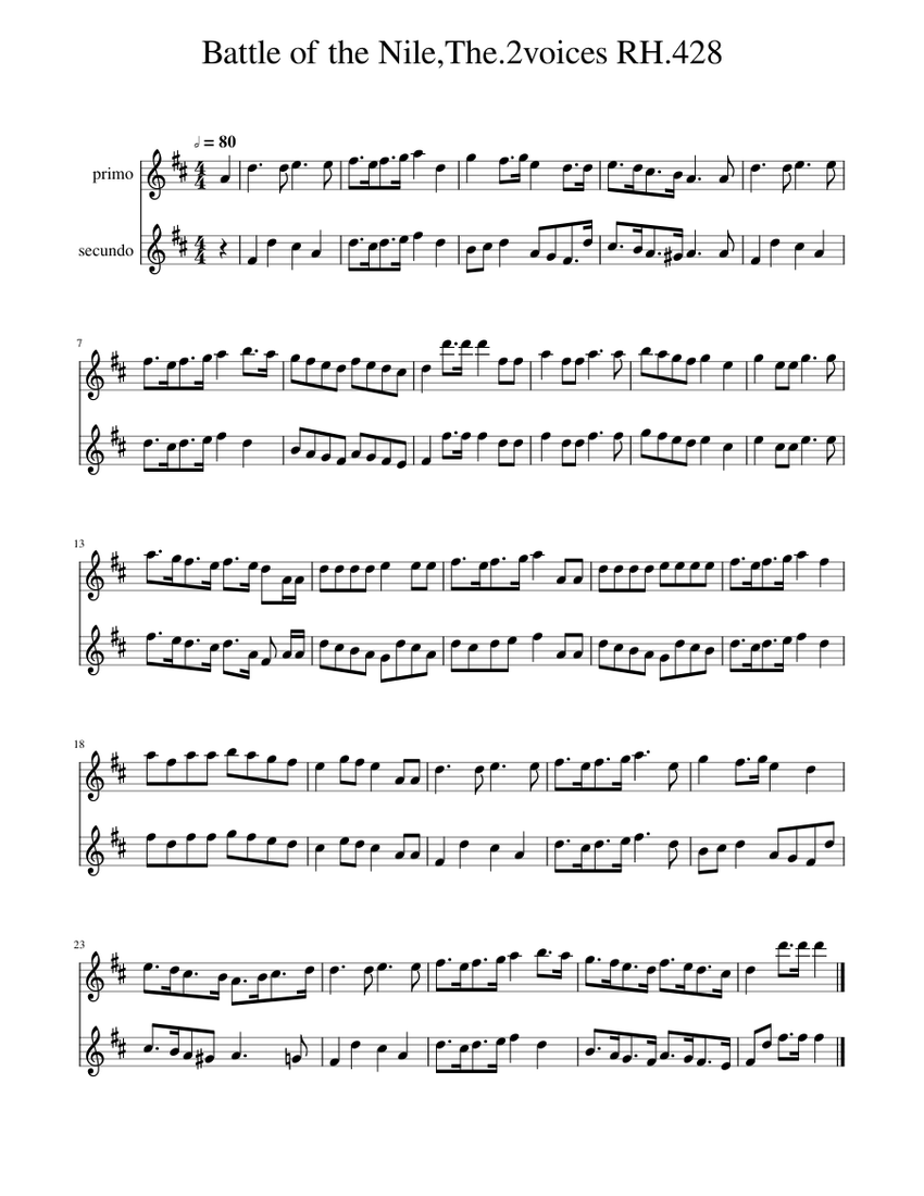 Battle of the Nile,The.2voices RH.428 Sheet music for Piano, Tambura