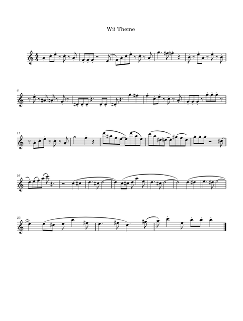 Wii Theme - Saxophone
