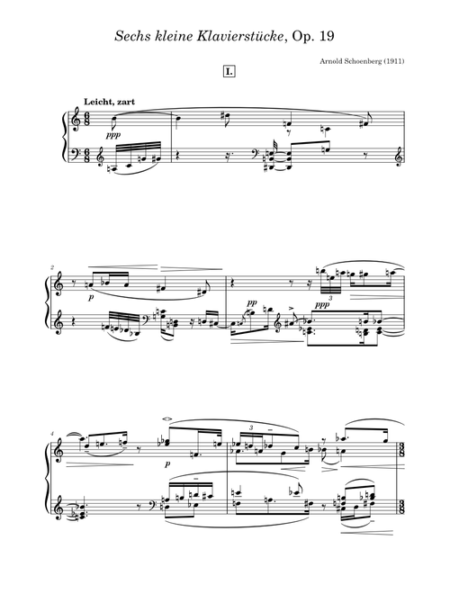 Arnold Schoenberg Sechs kleine Klavierstucke (Six little piano pieces), Op. 19