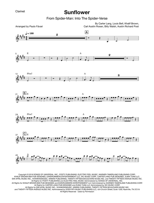 Sunflower (Arr. Paulo Fávari) - Post Malone & Swae Lee (Clarinet Solo)