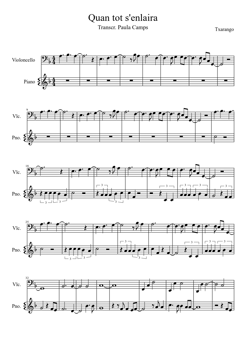 Abolido Moderador período Quan tot s'enlaira - Txarango Sheet music for Piano (Solo) | Musescore.com