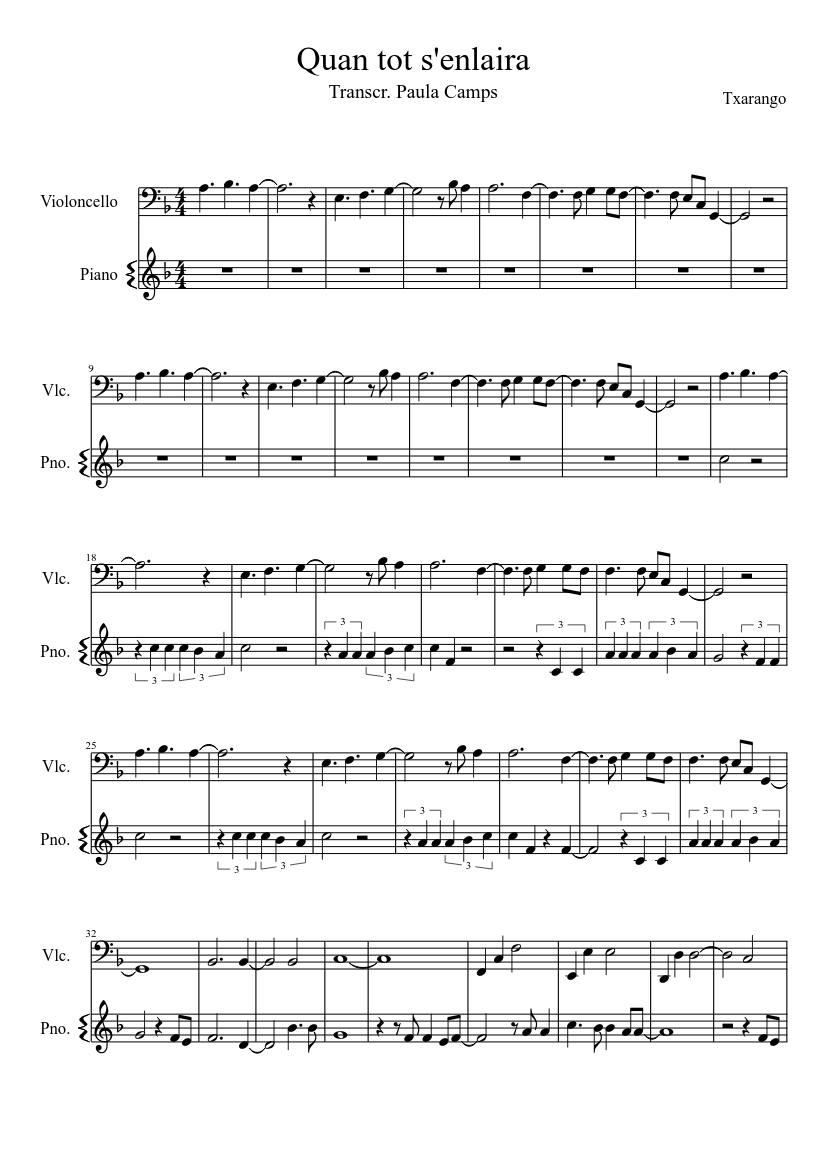 Abolido Moderador período Quan tot s'enlaira - Txarango Sheet music for Piano (Solo) | Musescore.com Abolido Moderador período Quan tot s'enlaira - Txarango Sheet music for Piano (Solo) | Musescore.com