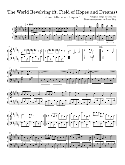 The World Revolving (ft. Field of Hopes and Dreams) from Deltarune *PIANO VERSION*