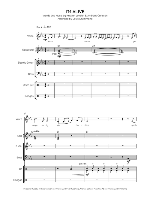 I'm Alive (Arr. Louis Drummond) - Celine Dion (Small Ensemble)