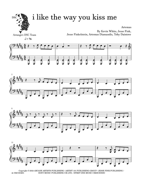 I Like The Way You Kiss Me (Arr. Digital Scores Collection) - Artemas (Piano Solo)